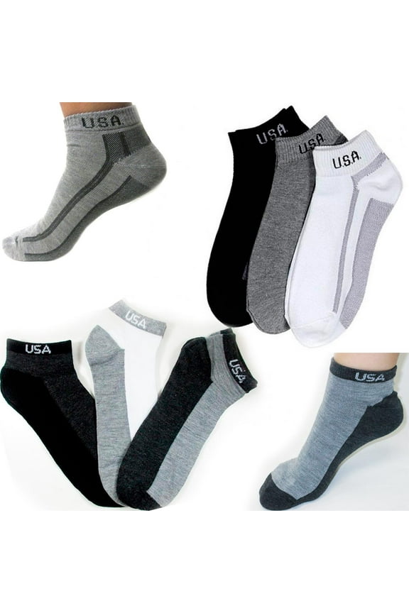 3 Pairs Ankle Crew Men Women Socks Low Cut Crew Sports Running Cycling Sz 10-13
