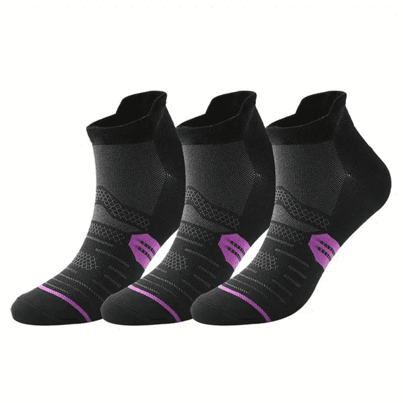 3 Pairs Ankle Running Socks Low Cut Breathable Sports Tab Cushioned Casual Cotton Socks for Men and Women , Athletic Cushioned Low Cut Running Socks for a Secure Fit