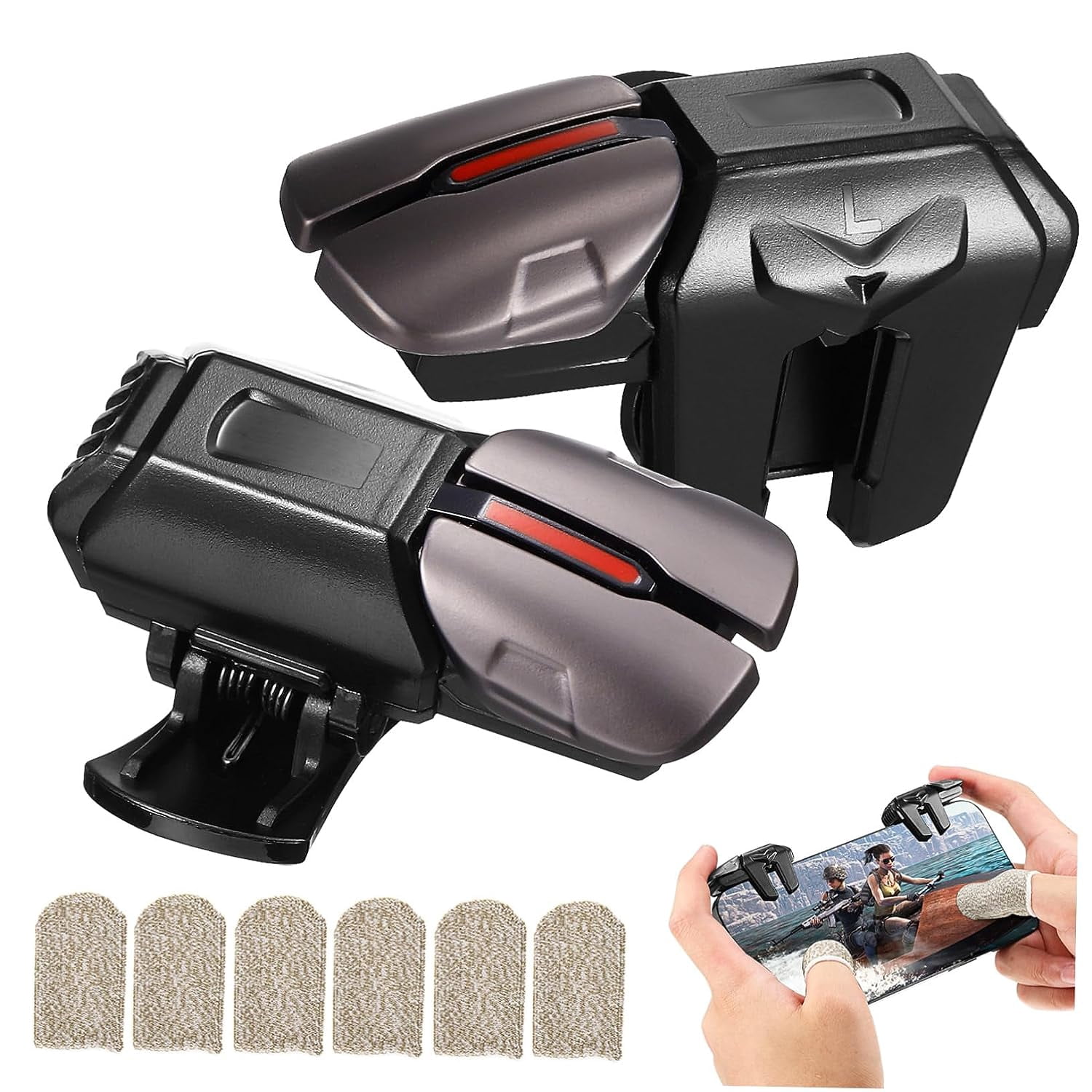 3 Pairs Auxiliary Button Phone Handle Phone Accessories Grip Black ...