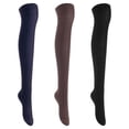 thumbnail image 1 of 3 Pairs Awesome Women Thigh High Cotton Boot Socks. Durable Knee High Socks, Perfect As Winter & Spring Socks Size 6-9 Black,Coffee,Navy T1024, 1 of 4
