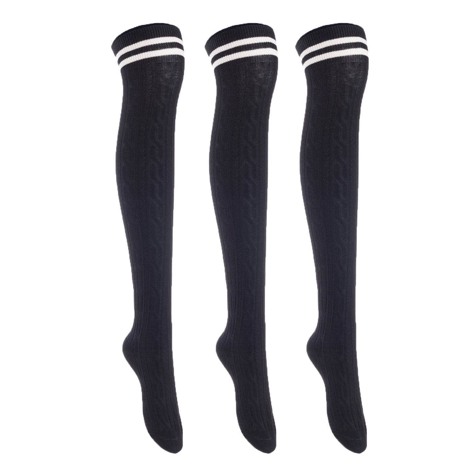 3 Pairs Awesome Women Thigh High Cotton Boot Socks. Durable Knee High ...