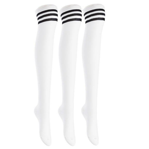 3 Pairs Awesome Women Thigh High Cotton Boot Socks. Durable Knee High Socks, Perfect As Winter & Spring Socks Size 6-9 T1022 3p05 White