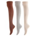 thumbnail image 1 of 3 Pairs Awesome Women Thigh High Cotton Boot Socks. Durable Knee High Socks, Perfect As Winter & Spring Socks Size 6-9 T1024 Coffee,Grey,Cream, 1 of 3