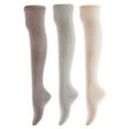 thumbnail image 1 of 3 Pairs Awesome Women Thigh High Cotton Boot Socks. Durable Knee High Socks, Perfect As Winter & Spring Socks Size 6-9 T1024 DarkGrey,Grey,Cream, 1 of 3