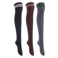 thumbnail image 1 of 3 Pairs Awesome Women Thigh High Cotton Boot Socks. Durable Knee High Socks, Perfect As Winter & Spring Socks Size 6-9 (Black, Coffee, Dark Grey)T1023-3c1, 1 of 4
