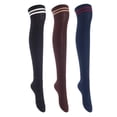 thumbnail image 1 of 3 Pairs Awesome Women Thigh High Cotton Boot Socks. Durable Knee High Socks, Perfect As Winter & Spring Socks Size 6-9 Black, Coffee, Navy T1023-3c4, 1 of 4