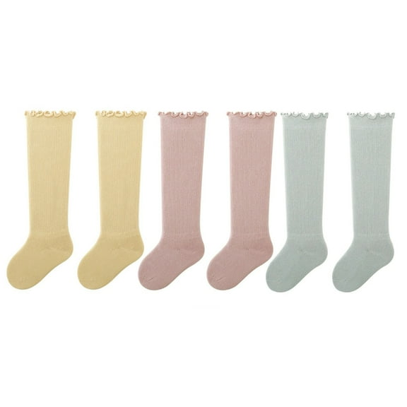 3 Pairs Baby Knee High Socks Newborn Infants Toddlers Cotton Uniform Stockings Warm Cotton Boys Girls Stockings