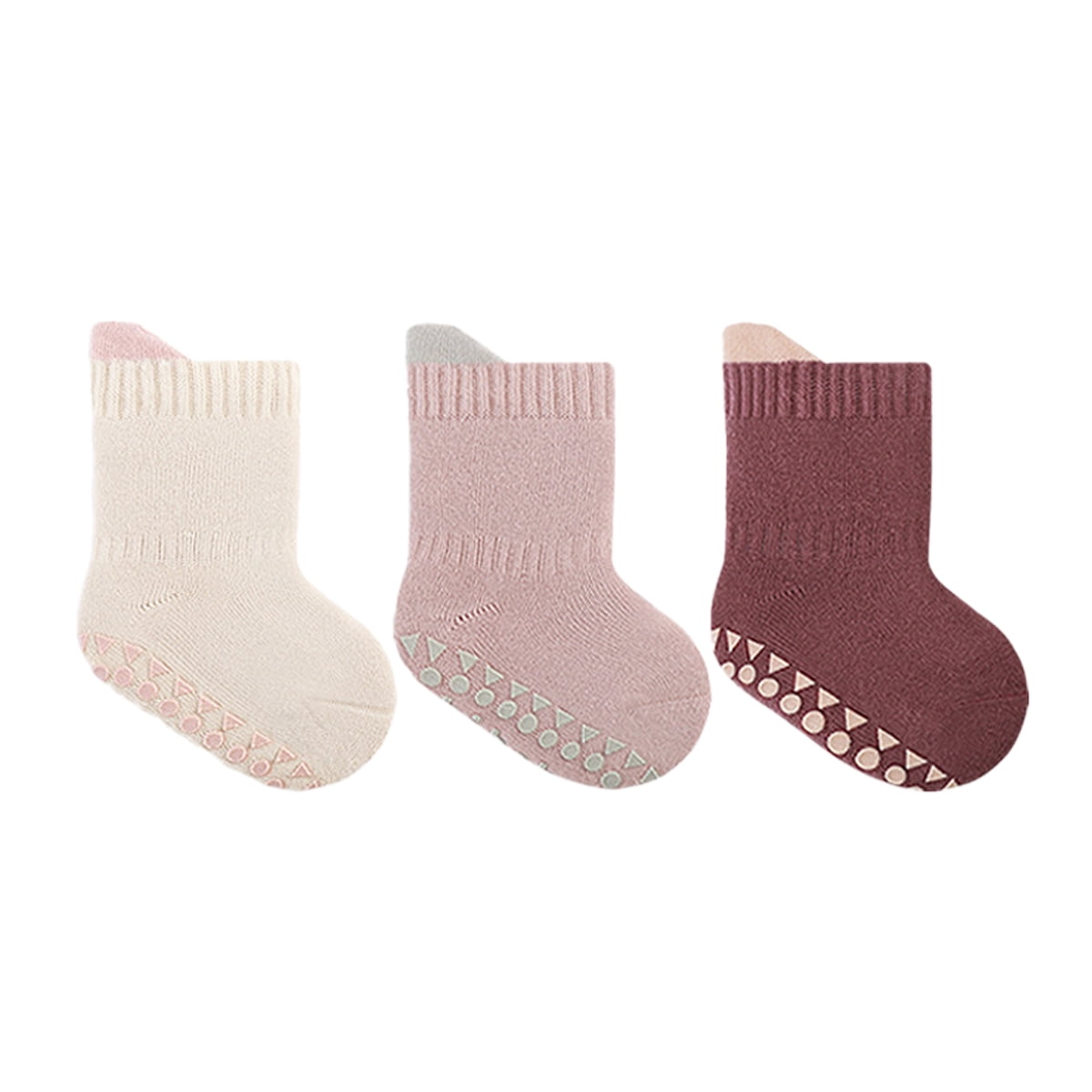 3 Pairs Baby Non Slip Warm Socks Baby Boys Thick Winter Socks with Grips for Baby Girls Non Skid