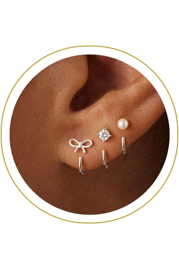 3 Pairs Backless Half Hoop Huggie Earrings,14K Gold Plated Small Open Hoops Earrings for Multiple Piercings, Non-Tarnish Hypoallergenic Sleep Friendly Set Jewelry for Women