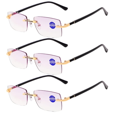 3 Pairs Bifocal Blue Light Blocking Reading Glasses Rimless Trendy