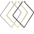3 Pairs Big Hoop Geometric Earrings for Women, Hypoallergenic Stainless