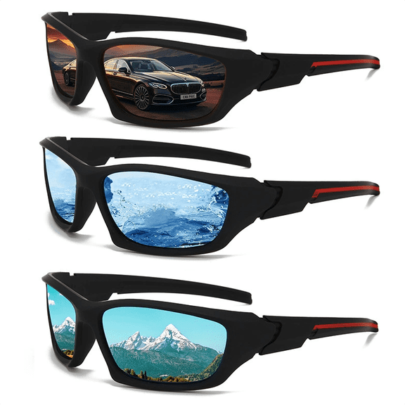 3 Pairs( Black Blue Green ) Polarized Riding Sunglasses for Men Women Outdoor Sports Sunshades UV Protection Driving Goggles Men Fishing Sun Glasses