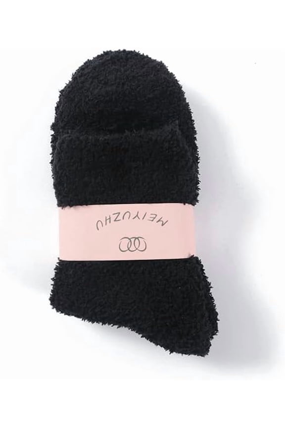 3 Pairs Black Polyester Fur Knitting Socks 250x70mm Winter Warm Thermal Socks for Men Women Making DIY