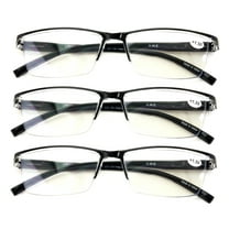 3 Pairs Black Rectangular Lightweight Clear Bifocal Reading Glasses with Anti-Blue Blocker  3.00