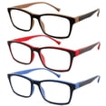 thumbnail image 1 of 3 Pairs of Black Retro Rectangle Bifocal Reading Glasses 1.00-4.00 for men womenClassic Presbyopic Glasses Spring Hinge Readers 1.00-4.00 Strength ﻿ ﻿,Brown Red Blue,+3.50 strength, 1 of 11