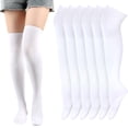 thumbnail image 1 of 3 Pairs Black Thigh High Socks Over The Knee Socks Long Knee High Socks for Women, 1 of 8