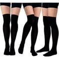 thumbnail image 1 of 3 Pairs Black Thigh High Socks Over The Knee Socks Long Knee High Socks for Women, 1 of 5