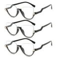 thumbnail image 1 of 3 Pairs of Women Half Moon Blue Light Blocking Reading Glasses 5.00 Ladies Semi-Rimless Black Diamond Readers +5.00 Strength, 1 of 5