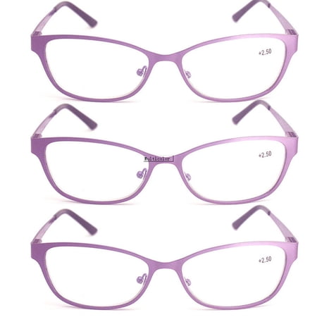 3 Pairs Blue Light Blocking Cat Spring Hinge Clip-on Reading Glasses