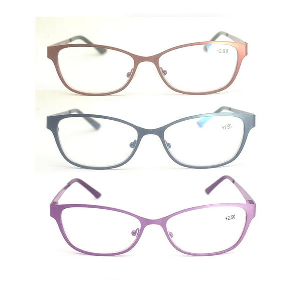 3 Pairs Blue Light Blocking Cat Spring Hinge Clip-on Reading Glasses