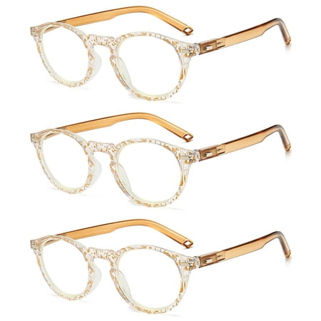 3 Pairs Blue Light Blocking Reading Glasses Round Plastic Readers Lightweight For Womens