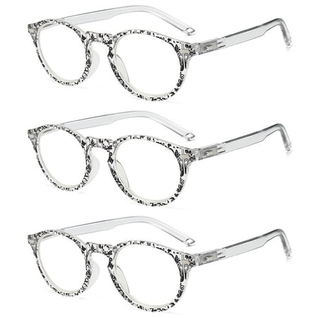 3 Pairs Blue Light Blocking Reading Glasses Round Plastic Readers Lightweight For Womens