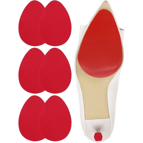 3 Pairs Bottom Shoe Sole Protectors for Womens High Heels Shoes, Non Slip Shoe Pads for Shoe Grips on Bottom of Shoes, Self-Adhesive Anti-Slip Shoe Grips Cushions for Man and Women (3.5"x2.5", Red)