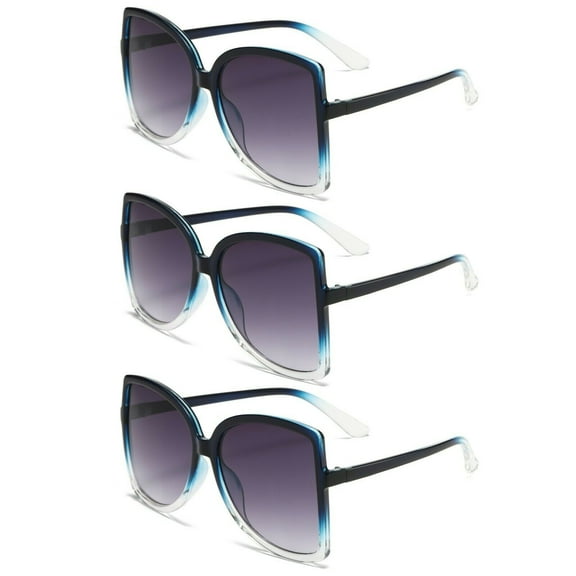 3 Pairs Bowknot Butterfly Lightweight Oversized Sunglasses for Women Ladies UV400