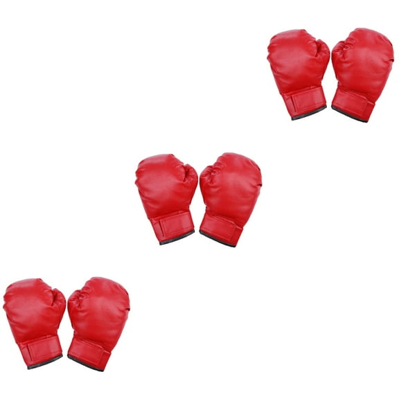 3 Pairs Boxing Gloves Hand Wraps Sparring Kit Kids Mittens The Fitness Child Red