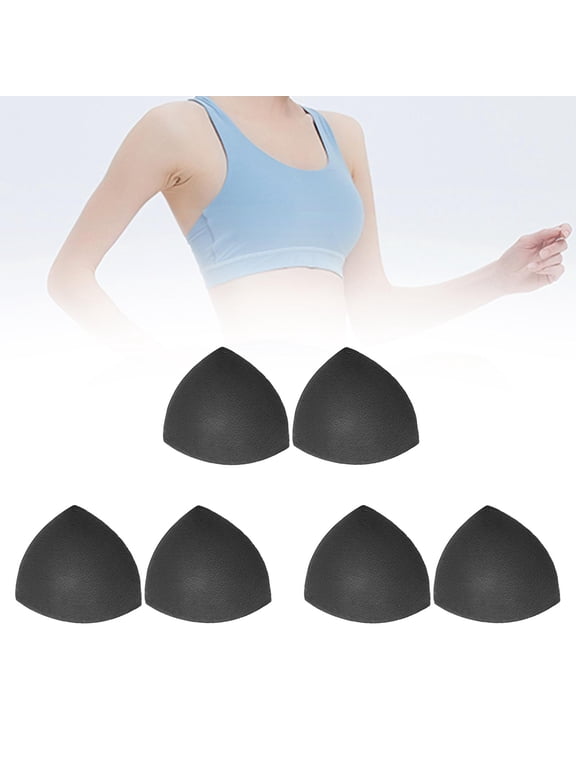 3 Pairs Bra Pads Inserts, Refreshing Breathable Push up Thin Soft Triangle Women Black