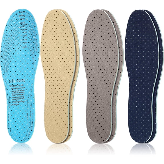 3 Pairs Breathable Shoe Insoles Inserts Soft Cushioning Double-Layer Latex Foam Perforated Replacement Insoles for Men 7-11 Woman 2-8