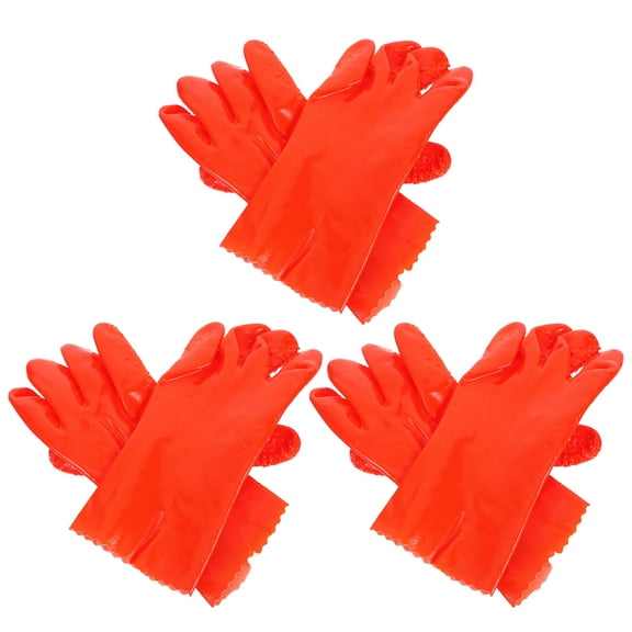 Phenofice 3 Pairs Heavy Duty PVC Work Gloves for Industrial, Gardening, Plumbing and Outdoor Use