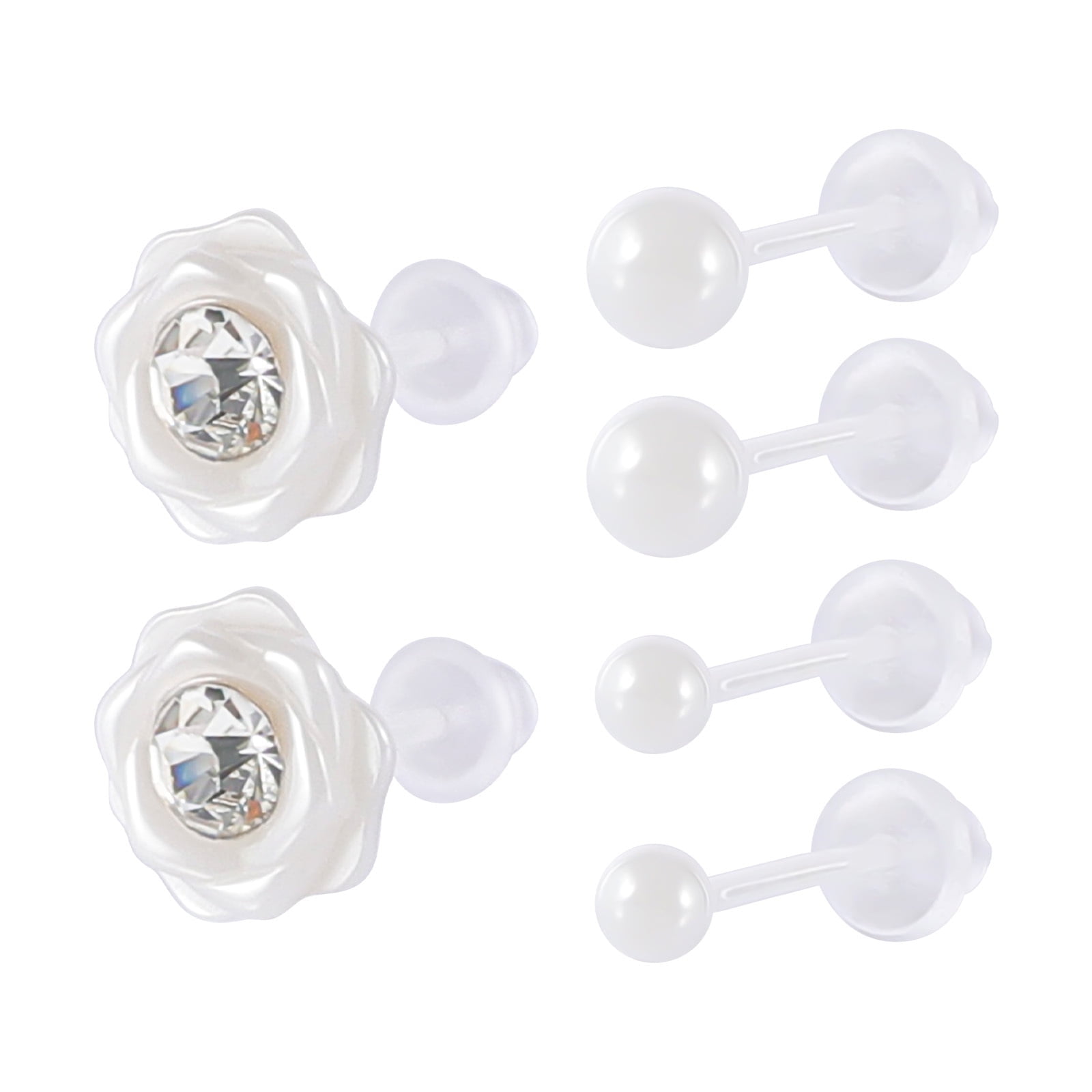 3 Pairs Ceramic Ball CZ Stud Earrings for Sensitive Ears Colored Porcelain Earrings Set for Newly Pierced Ears Women and Girls 4mm Walmart Business Supplies