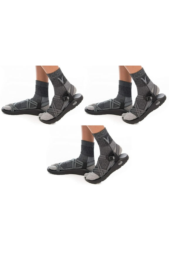 3 Pairs Charcoal Grey Wool Split Toe Tabi Socks For Hiking Or Casual by V-Toe Socks, Inc