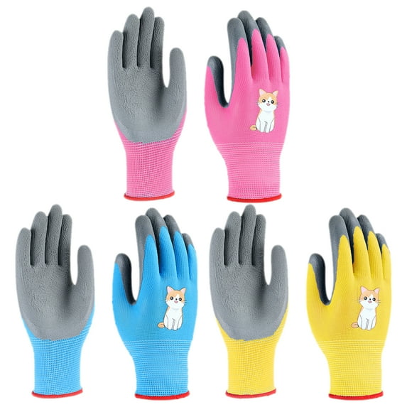 Eease 3 Pairs Kids Gardening Gloves Non-Slip Rubber Coated XS