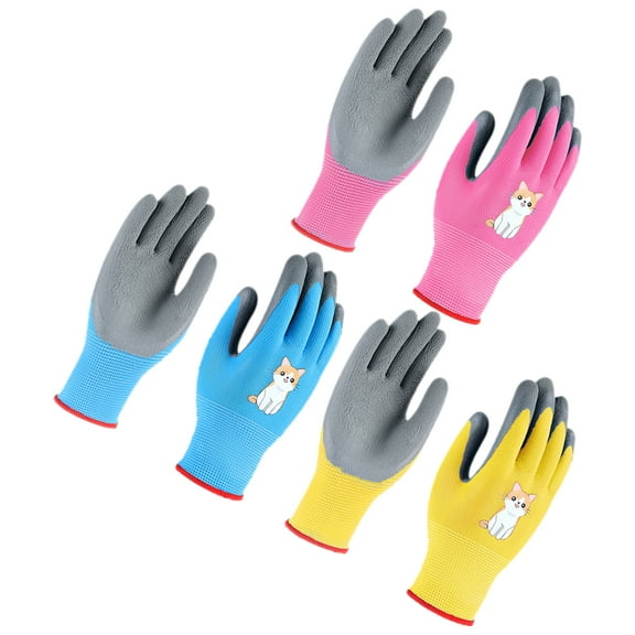 Eease 3 Pairs Kids Gardening Gloves Non-Slip Rubber Coated XS