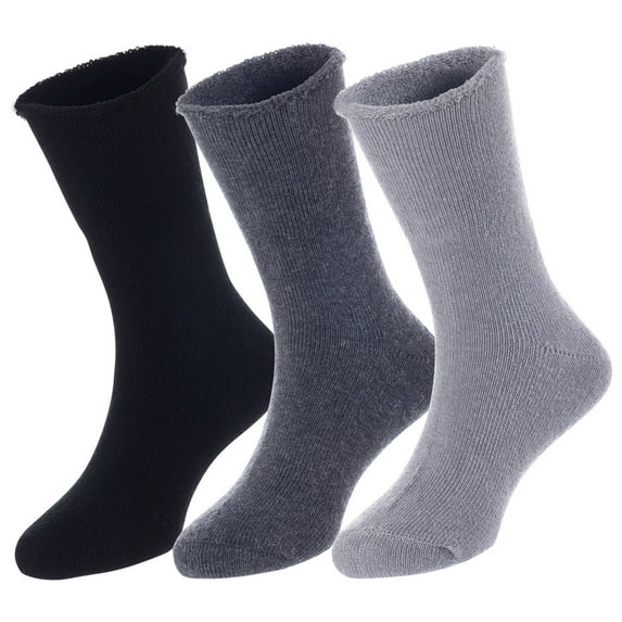 3 Pairs Children's Wool Socks for Boys & Girls. Comfy, Durable, Stretchable, Sweat Resistant Colored Crew Socks LK0601 Size 6M-12M (Black,Dark Grey,Grey)