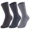 thumbnail image 1 of 3 Pairs Children's Wool Socks for Boys & Girls. Comfy, Durable, Stretchable, Sweat Resistant Colored Crew Socks LK0601 Size 9Y-11Y (Coffee,Dark Grey,Grey), 1 of 4