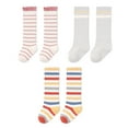 thumbnail image 1 of Laklulu 3 Pairs Children's spring Summer fall soft children's toddler baby girls Boys crewneck socks - Striped series, 1 of 5