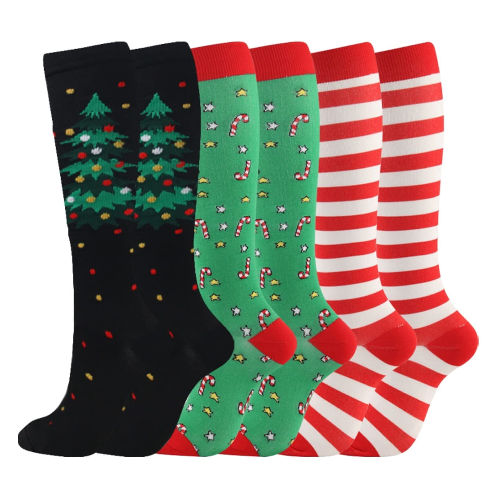 3 Pairs Compression Socks 15-20 MmHg For Women & Men - Nurse, Running, Hiking Support - Improves Circulation & Reduces Swelling