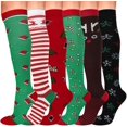 thumbnail image 1 of 3 Pairs Christmas Compression Socks for Women & Men Circulation 15-20 mmHg - Better Blood Flow, Swelling , Best Support for Medical, Running, Nursing,Christmas Gifts for Nurses Travel Pregnancy, 1 of 7