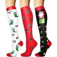 thumbnail image 1 of 3 Pairs Christmas Medical Sport Compression Socks - 15-20mmhg Graduated Knee-High Support for Men & Women, Ideal for Soccer, Running, and Nurses, 1 of 6