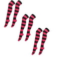 thumbnail image 1 of 3 Pairs Christmas Stockings for Women Striped Stockings Over The Knee Thigh Stockings Fall Winter Socks for Women Pink One Size, 1 of 5