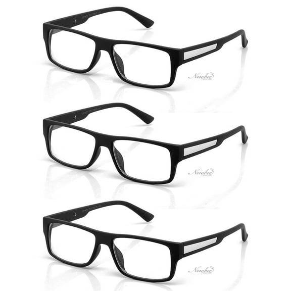 3 Pairs Classic Basic Simple Geeky Comfortable Stylish Reading Glasses with Lanyard