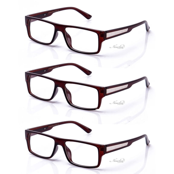 3 Pairs Classic Basic Simple Geeky Comfortable Stylish Reading Glasses with Lanyard