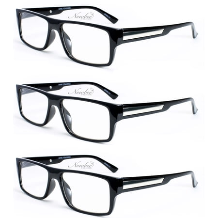 3 Pairs Classic Basic Simple Geeky Comfortable Stylish Reading Glasses with Lanyard