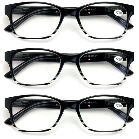 3 Pairs Classic Readers With Spring Hinge - Reading Glasses Magnification Maroon Purple Blue Men Or Women +2.25