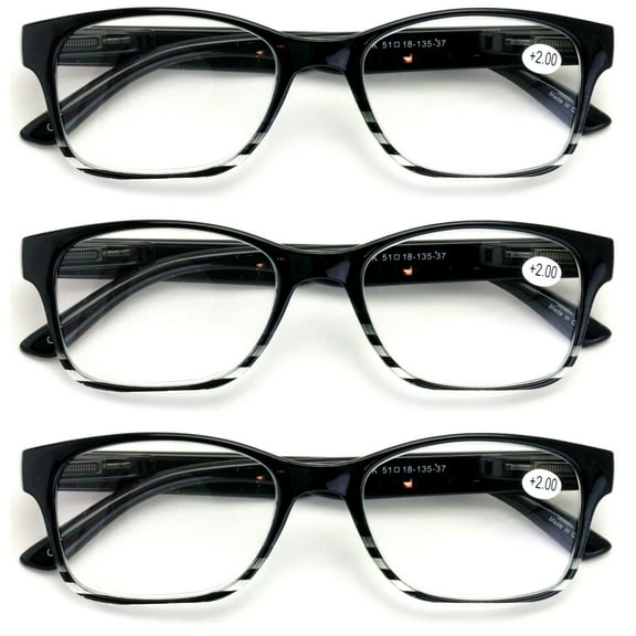 3 Pairs Classic Readers With Spring Hinge - Reading Glasses Magnification Maroon Purple Blue Men Or Women +2.75