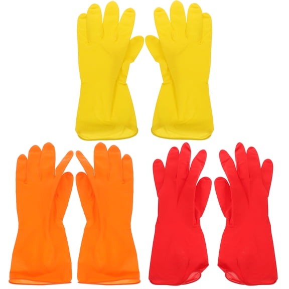 3 Pairs Cleaning Gloves Latex Gloves Large Dish Washing Glove Latex Gloves Security Gloves Dish Gloves