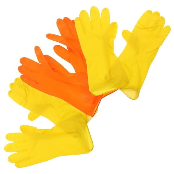 3 Pairs Cleaning Gloves Latex Large Kitchen for Washing Dishes Dishwasher Dishwashing